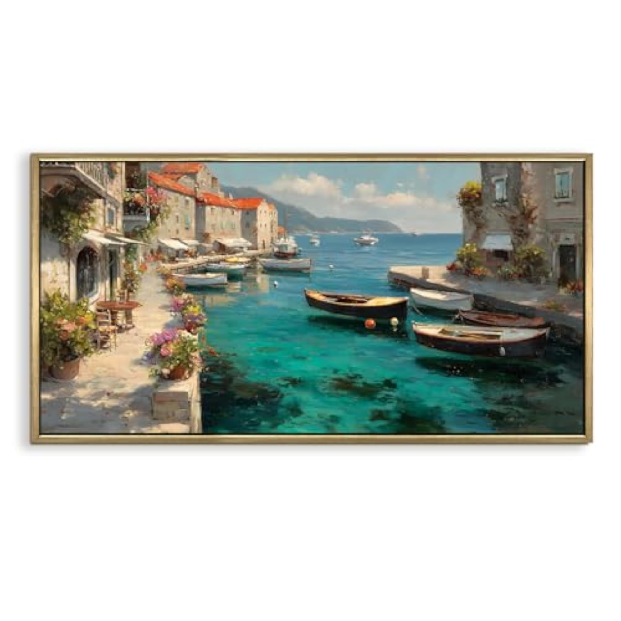 Croatian Harbor Scene Luxury HD Canvas Print
